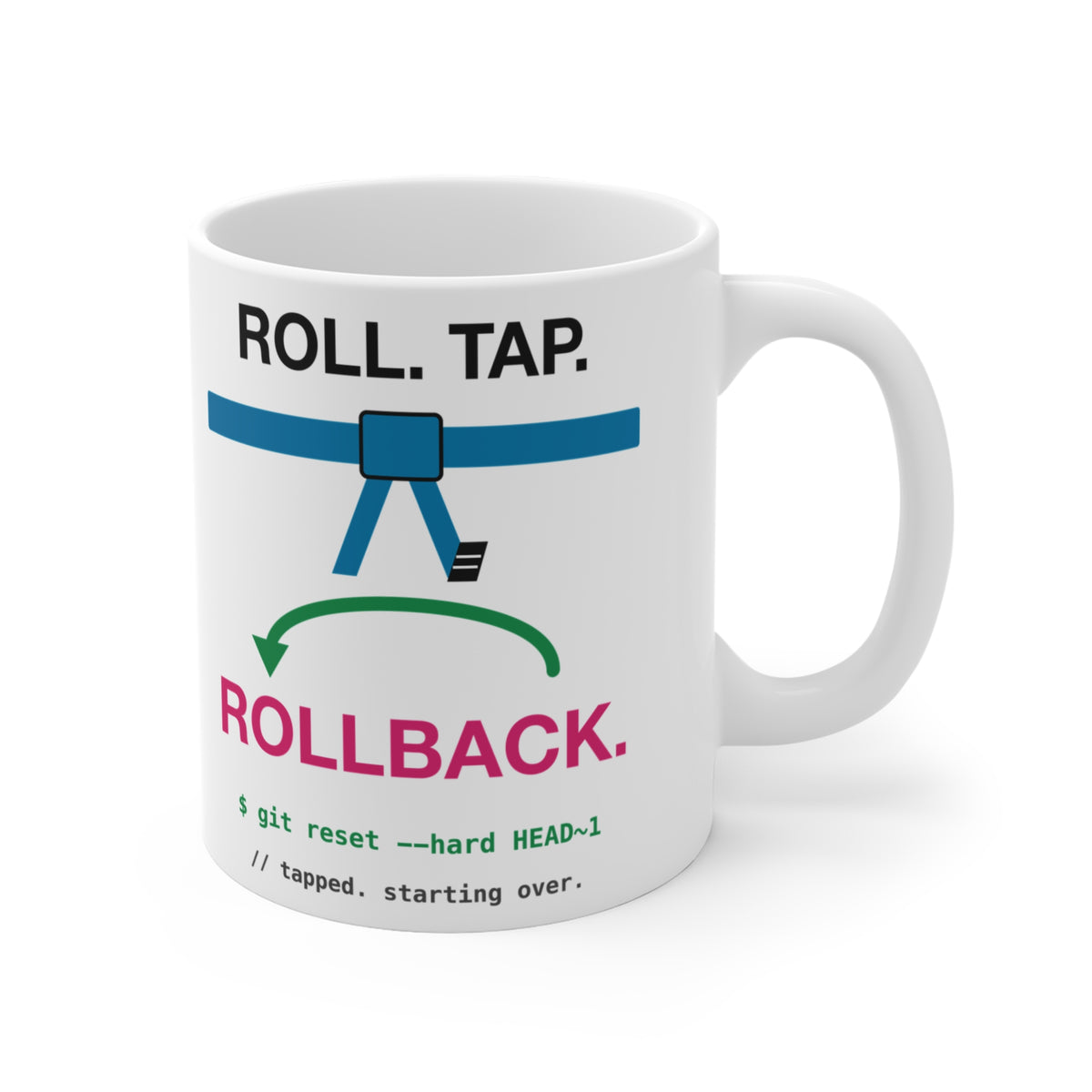 Roll Tap Rollback Jiu-Jitsu Coder Mug, 11 oz