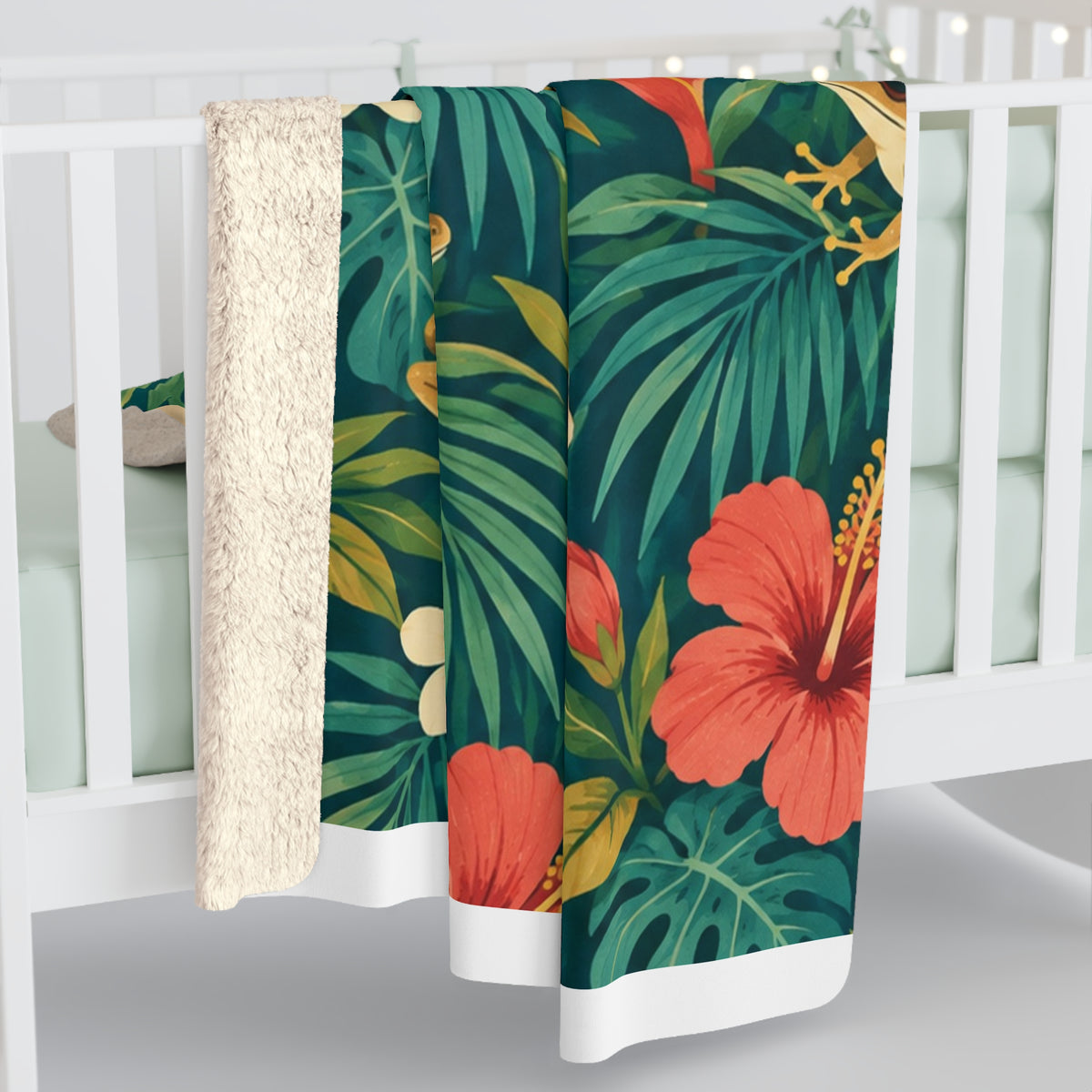 Boricua Tropical Coqui Sherpa Fleece Blanket