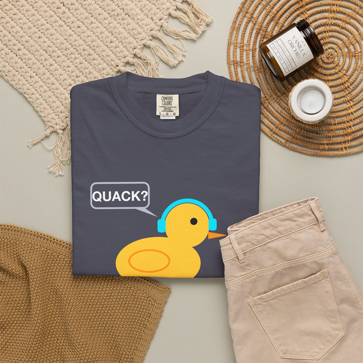 Pair Programmer Duck With Headphones Premium Garment-Dyed Tee