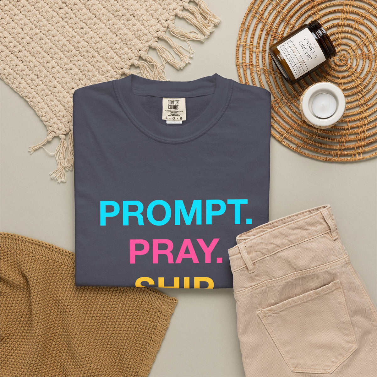 Prompt Pray Ship Premium Garment-Dyed Tee
