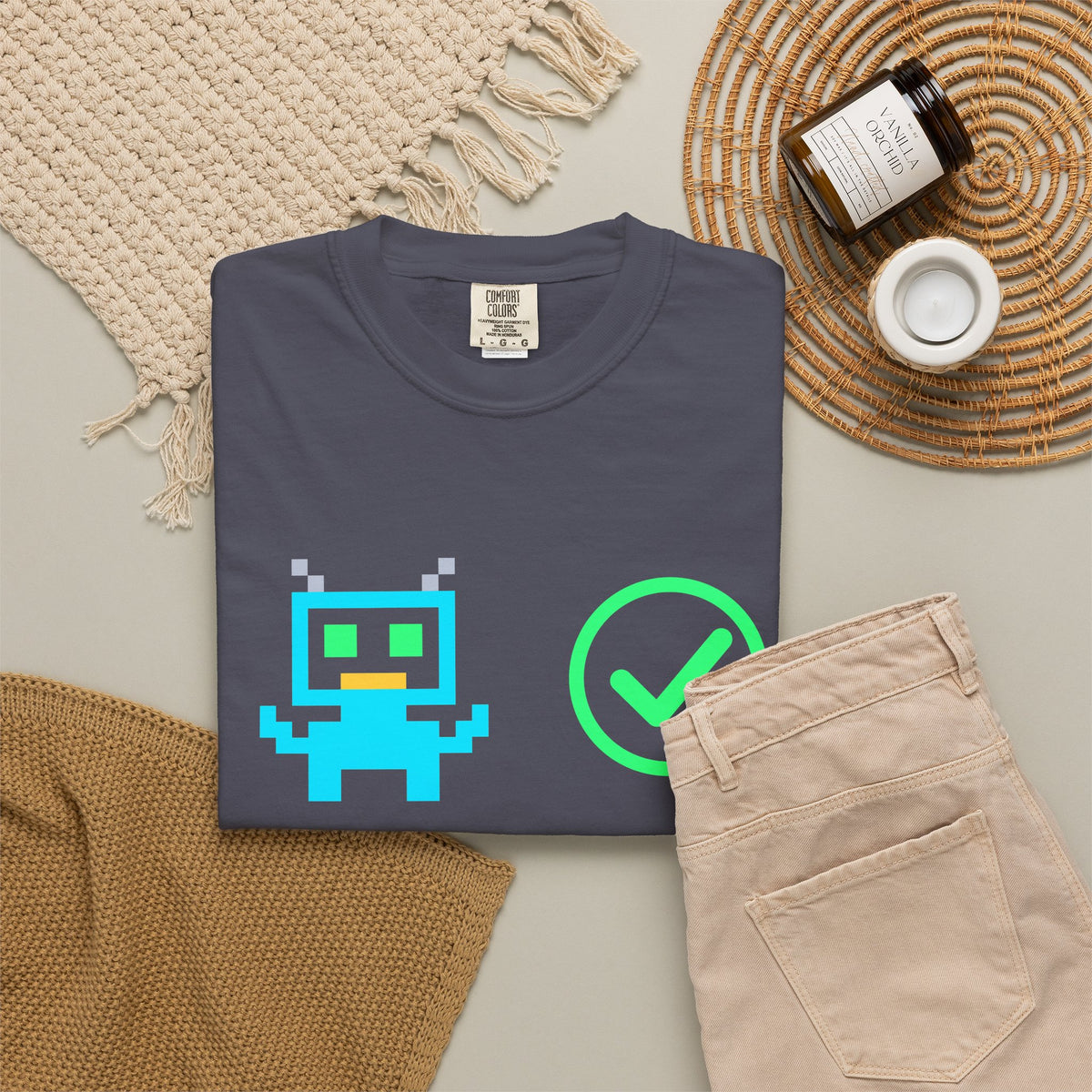 Works On My Prompt Pixel Robot Premium Garment-Dyed Tee