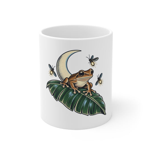 Coqui de Noche design on an 11 oz ceramic mug