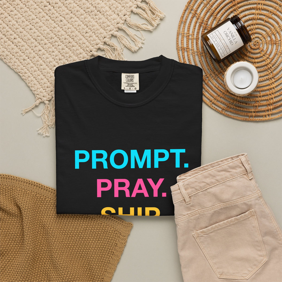 Prompt Pray Ship Premium Garment-Dyed Tee