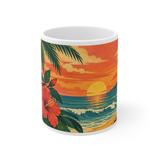 Boricua Tropical Coqui design on an 11 oz ceramic mug