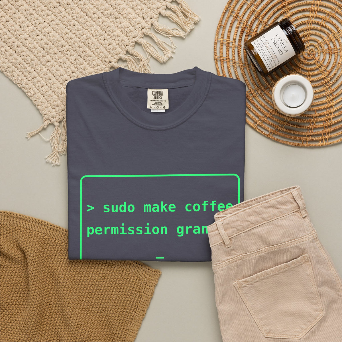 Sudo Make Coffee Terminal Premium Garment-Dyed Tee