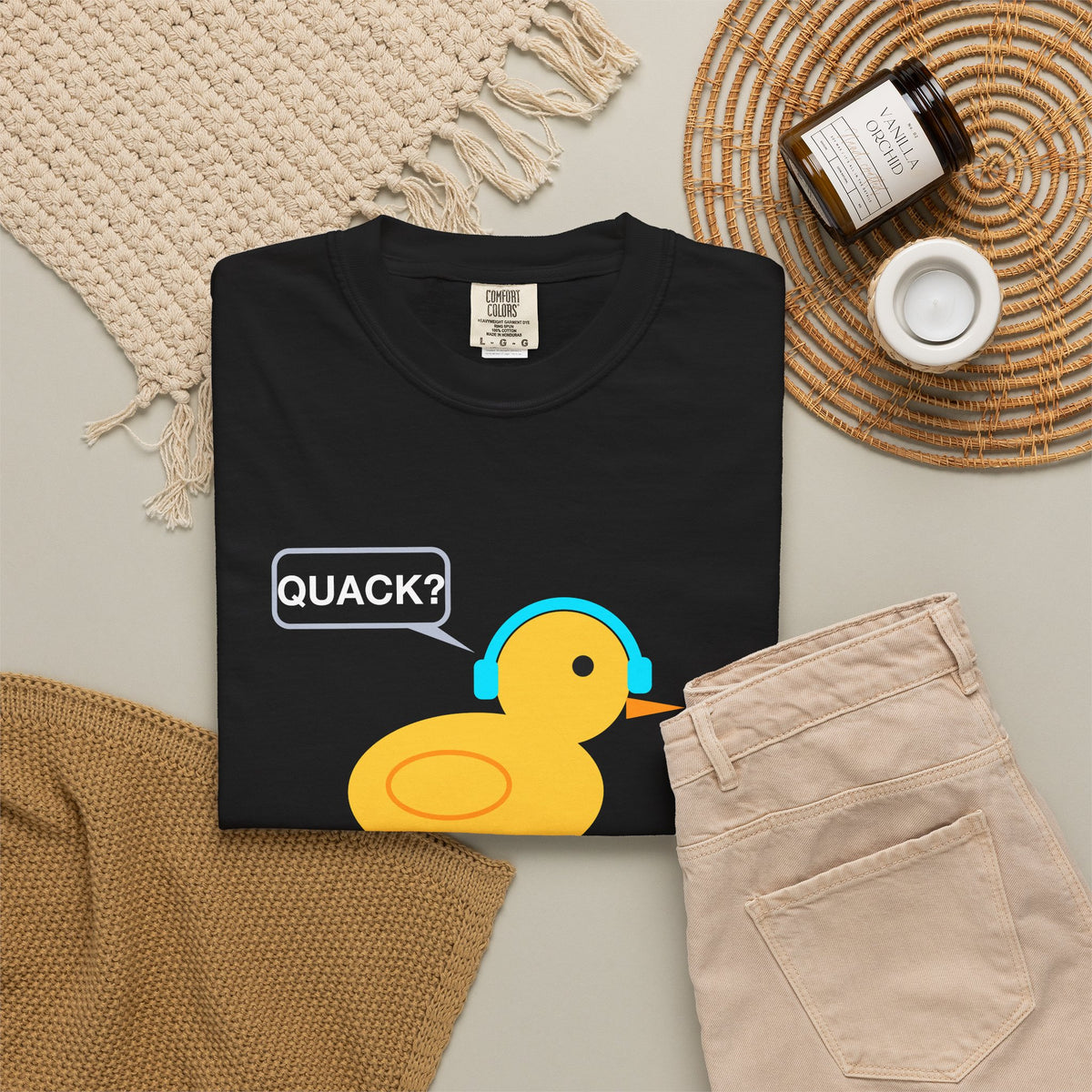 Pair Programmer Duck With Headphones Premium Garment-Dyed Tee
