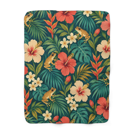 Boricua Tropical Coqui Sherpa Fleece Blanket