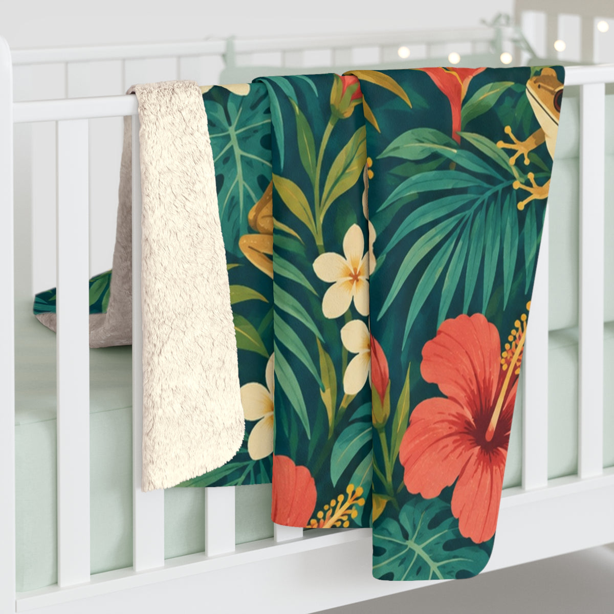 Boricua Tropical Coqui Sherpa Fleece Blanket