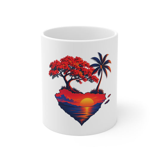 Orgullo Corazon design on an 11 oz ceramic mug
