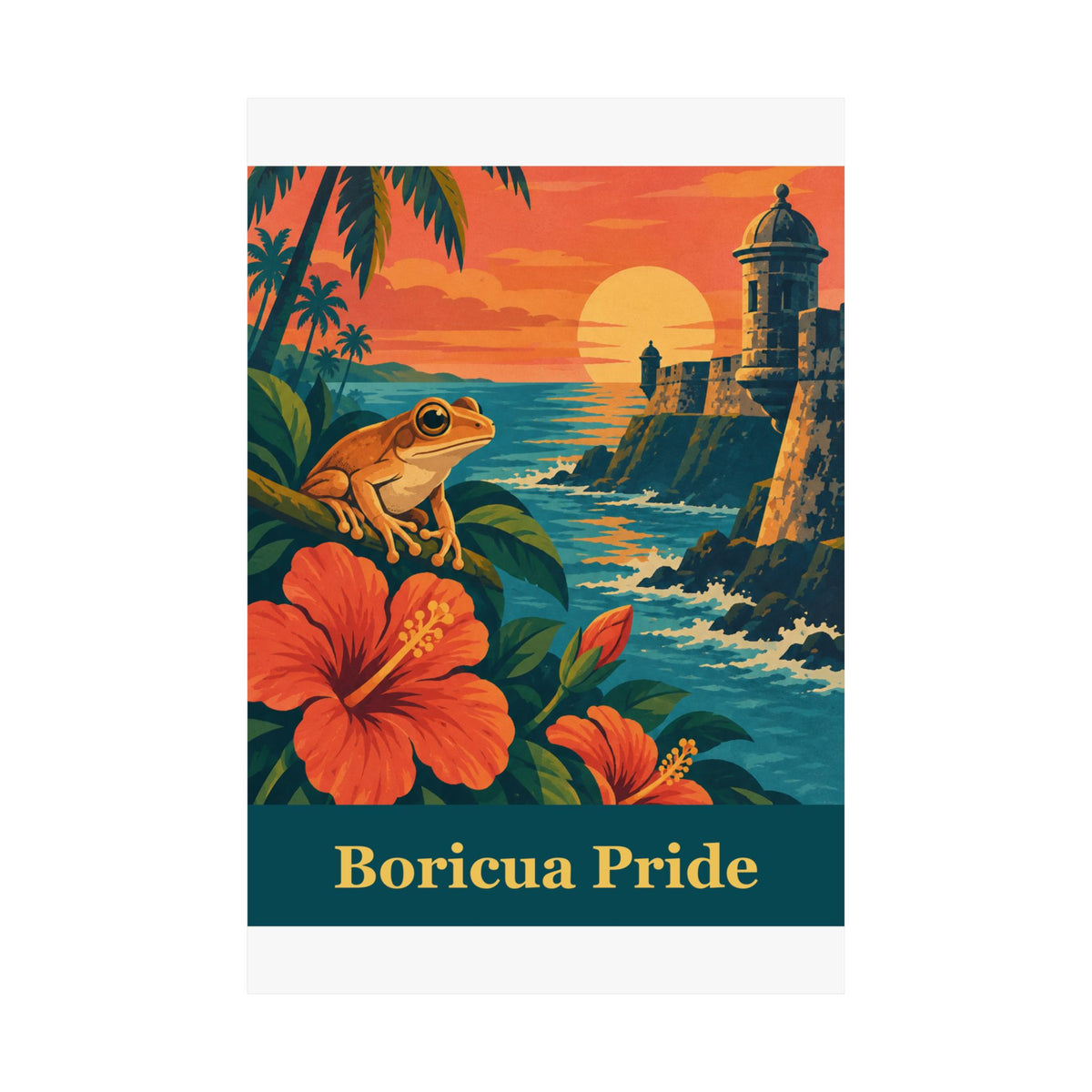 Boricua Pride Coqui Vintage Travel Poster