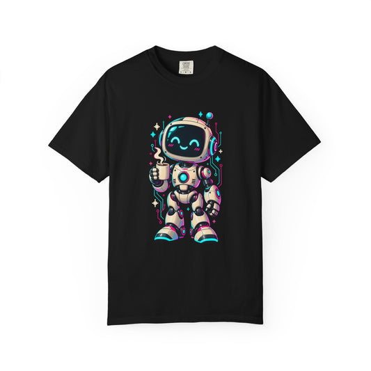 Retro CRT Robot Coffee Premium Garment-Dyed Tee – Black