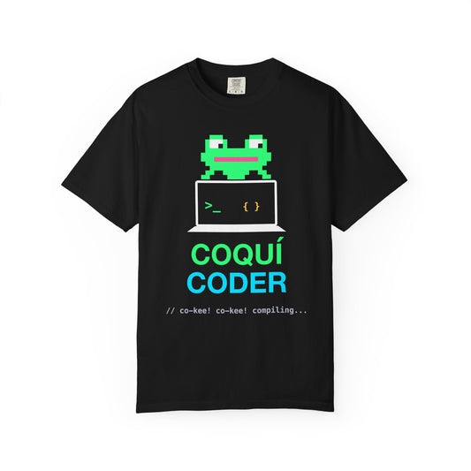 Coquí Coder Pixel Frog Premium Garment-Dyed Tee