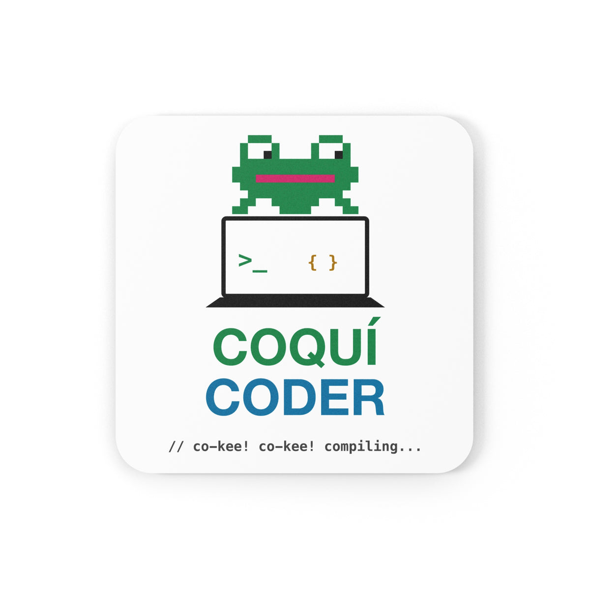 Coquí Coder Pixel Frog Coaster