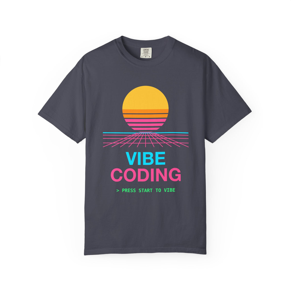 Vibe Coding Synthwave Sunset Premium Garment-Dyed Tee