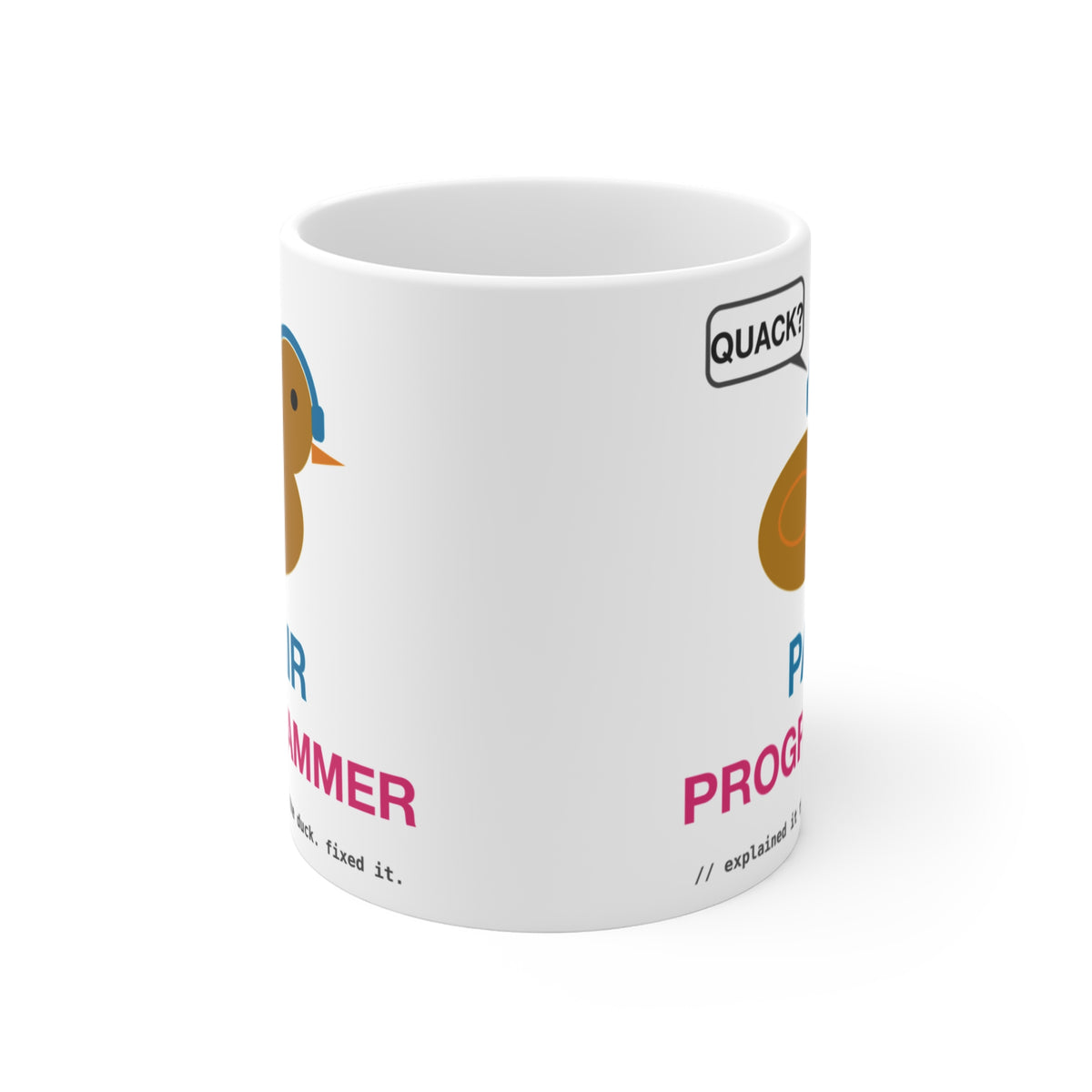 Pair Programmer Duck With Headphones Mug, 11 oz