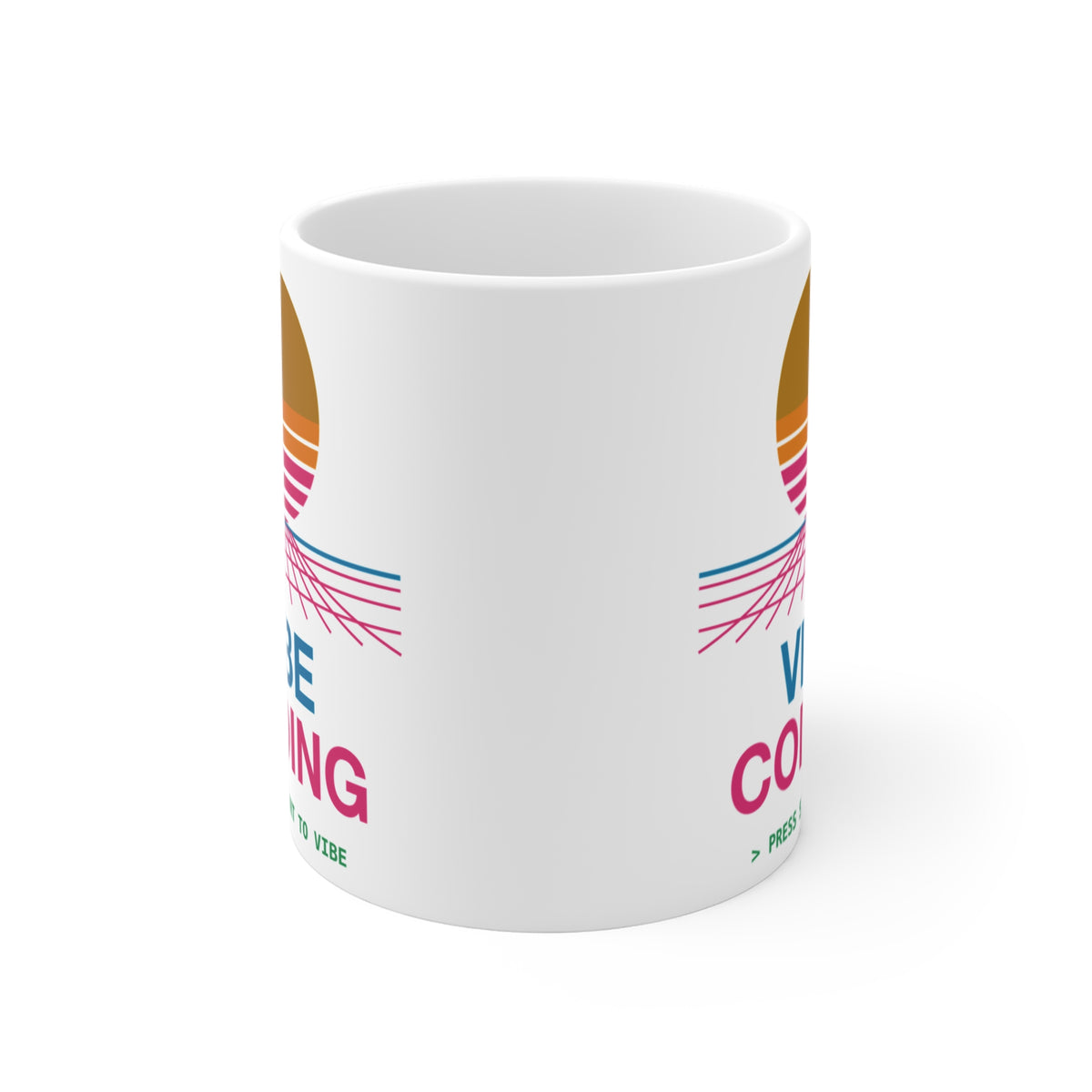 Vibe Coding Synthwave Sunset Mug, 11 oz