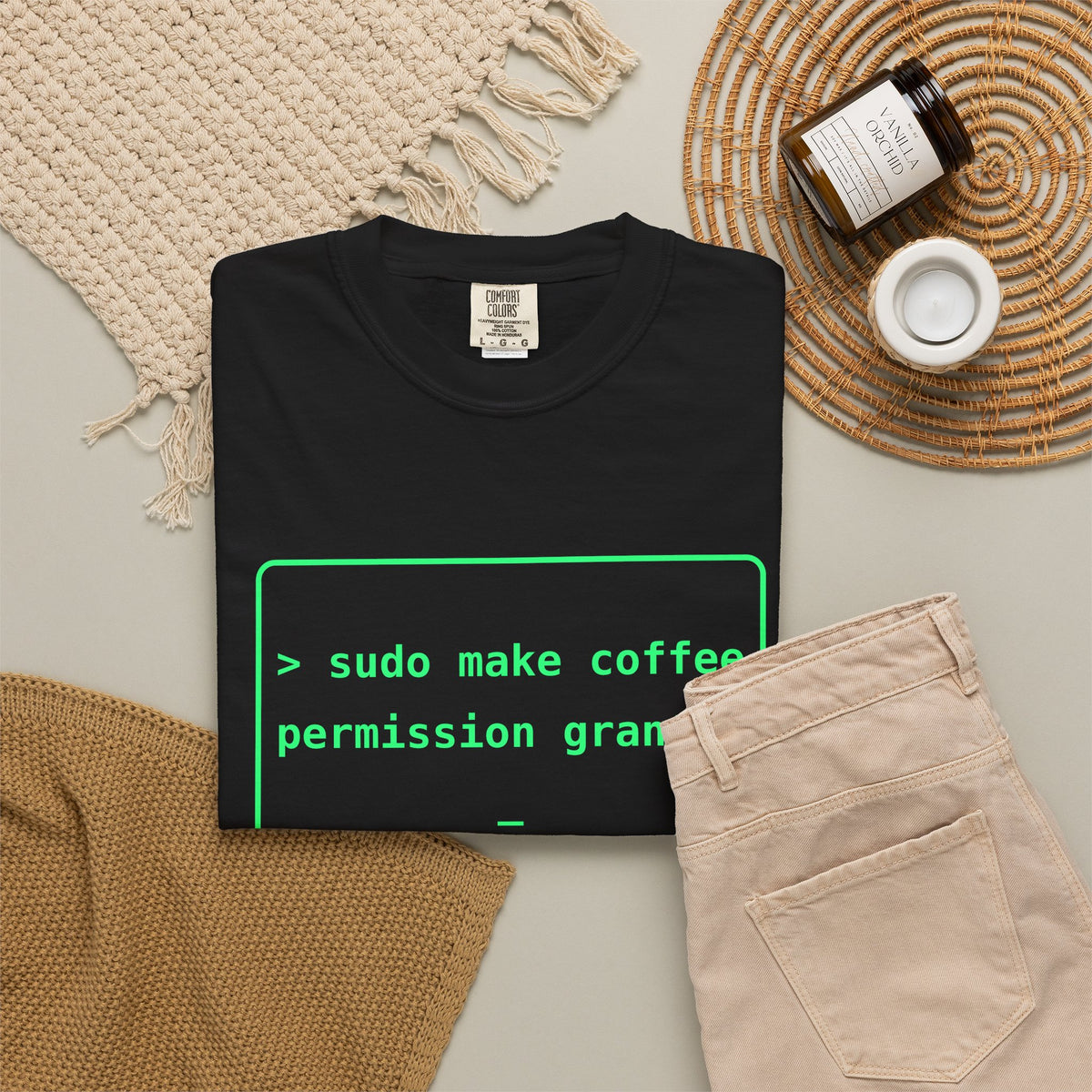 Sudo Make Coffee Terminal Premium Garment-Dyed Tee