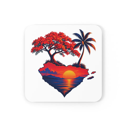 Orgullo Corazon design on a square cork-back coaster