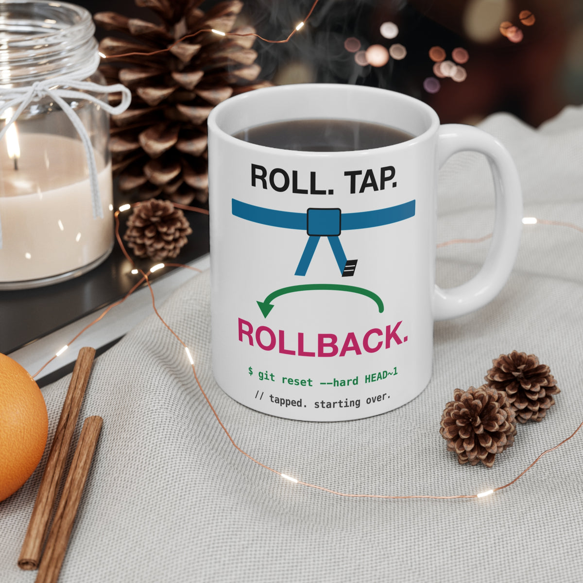 Roll Tap Rollback Jiu-Jitsu Coder Mug, 11 oz