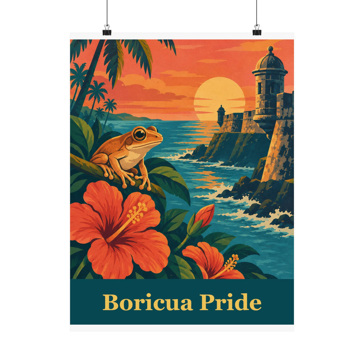 Boricua Pride Coqui Vintage Travel Poster