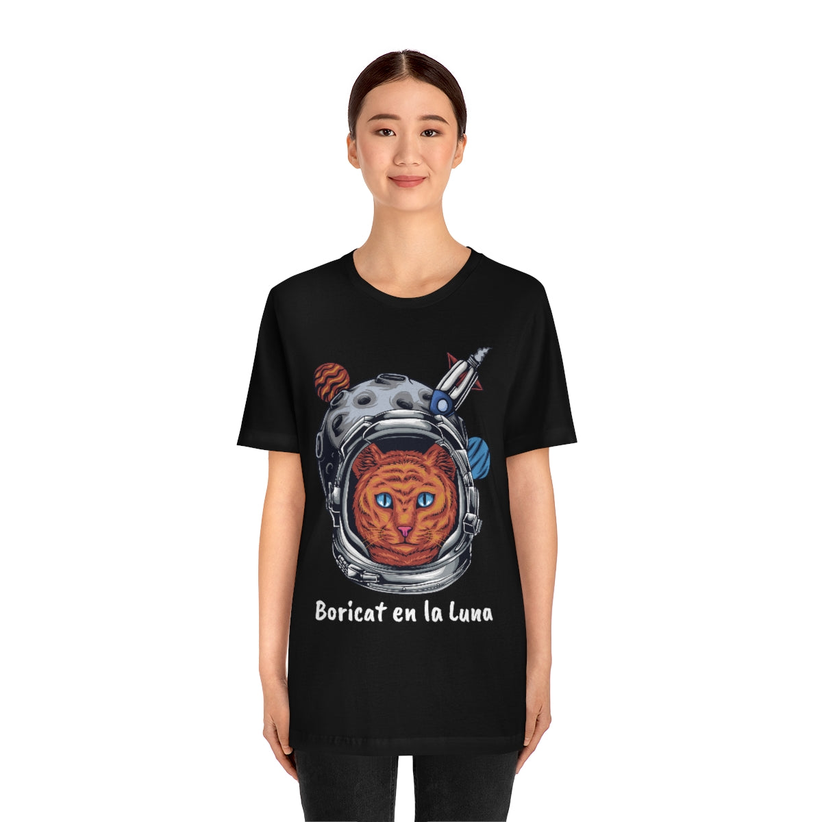 Boricat (Boricua) en la Luna Unisex Jersey Short Sleeve Tee