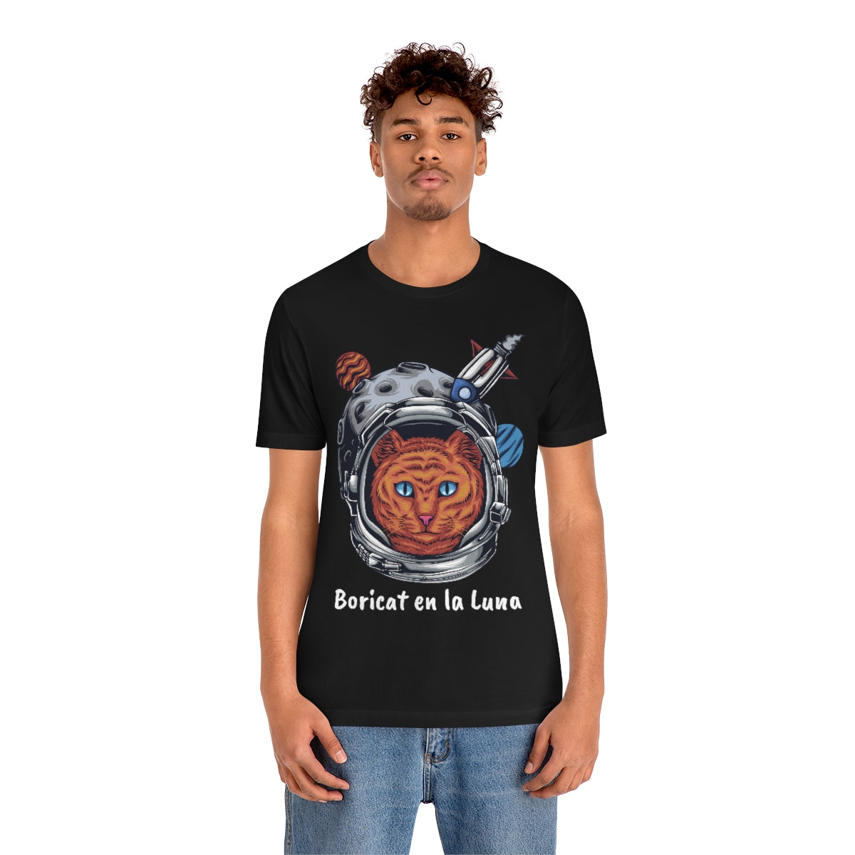 Boricat (Boricua) en la Luna Unisex Jersey Short Sleeve Tee