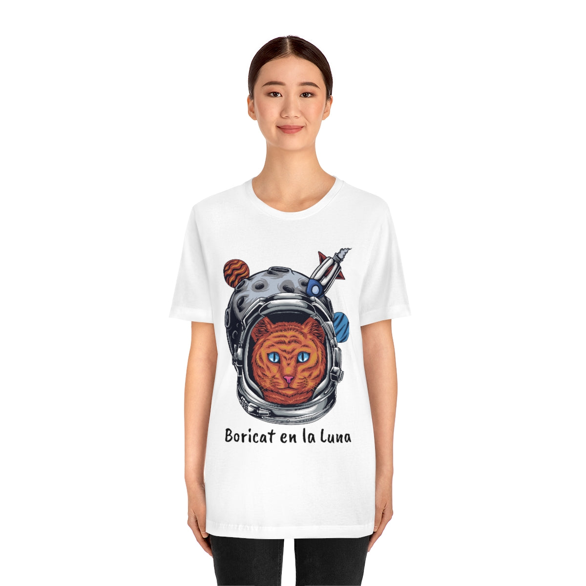 Boricat (Boricua) en la Luna Unisex Jersey Short Sleeve Tee