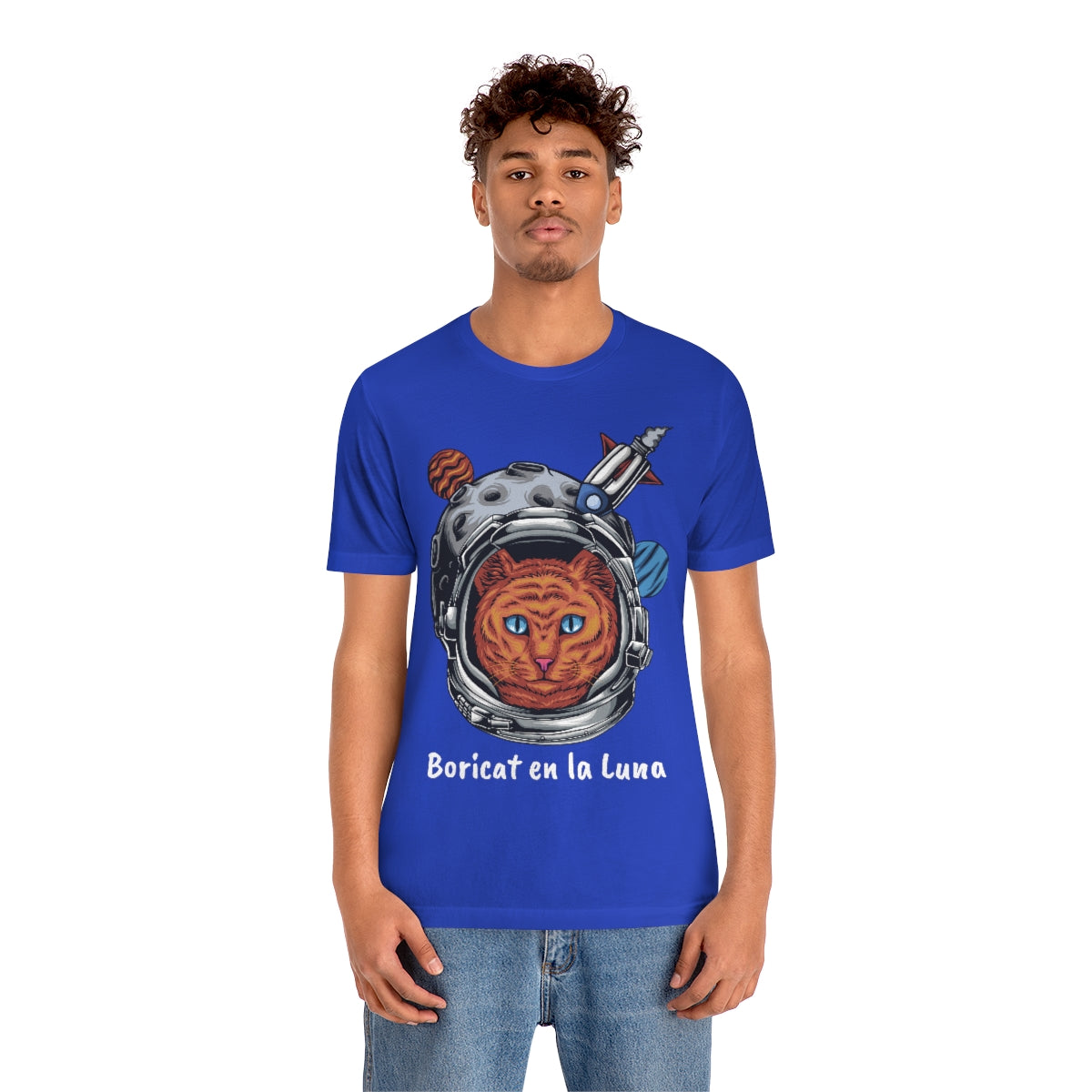 Boricat (Boricua) en la Luna Unisex Jersey Short Sleeve Tee
