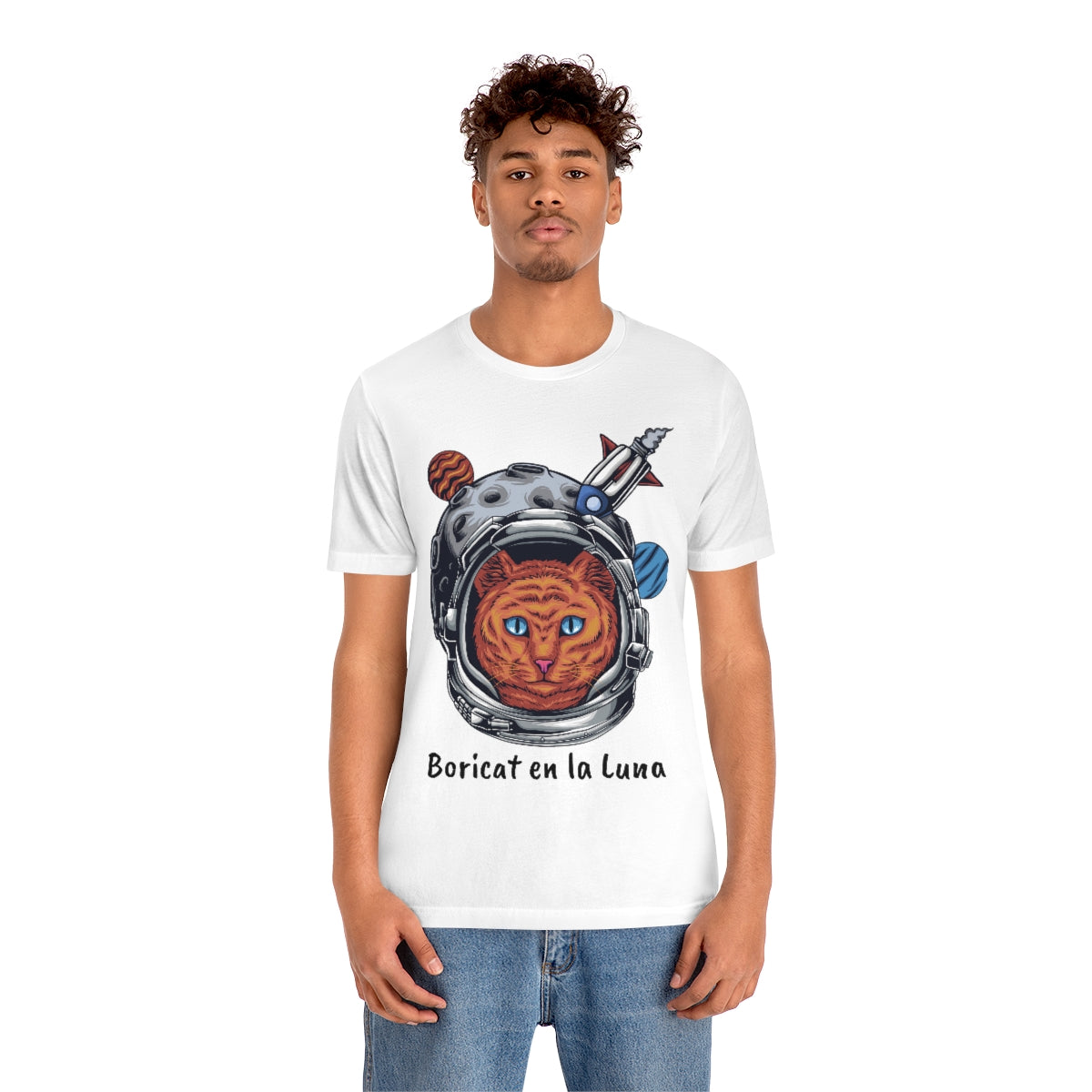 Boricat (Boricua) en la Luna Unisex Jersey Short Sleeve Tee